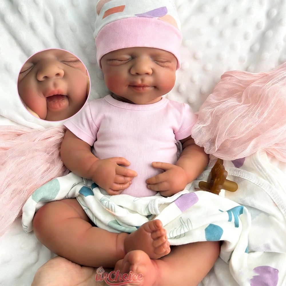 

Can Open Mouth Pascale 19Inch Flexible Lifelike Silicone Reborn Baby Girl/Boy Handmade Washable Doll for New Parents Xma Gift