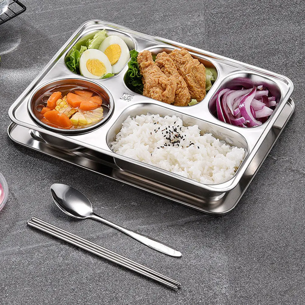 2-ensembles-de-plateaux-a-compartiments-pour-aliments-en-acier-inoxydable-assiette-divisee-tout-en-un-resistante-a-la-chaleur-resistante-a-l'usure-sure-pour-une-utilisation-familiale