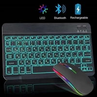 Bluetooth Keyboard And Mouse Set 10 inch Kit RGB Backlit Keyboard And Mouse Rechargeable Russian Keyboard for ipad Android Phone