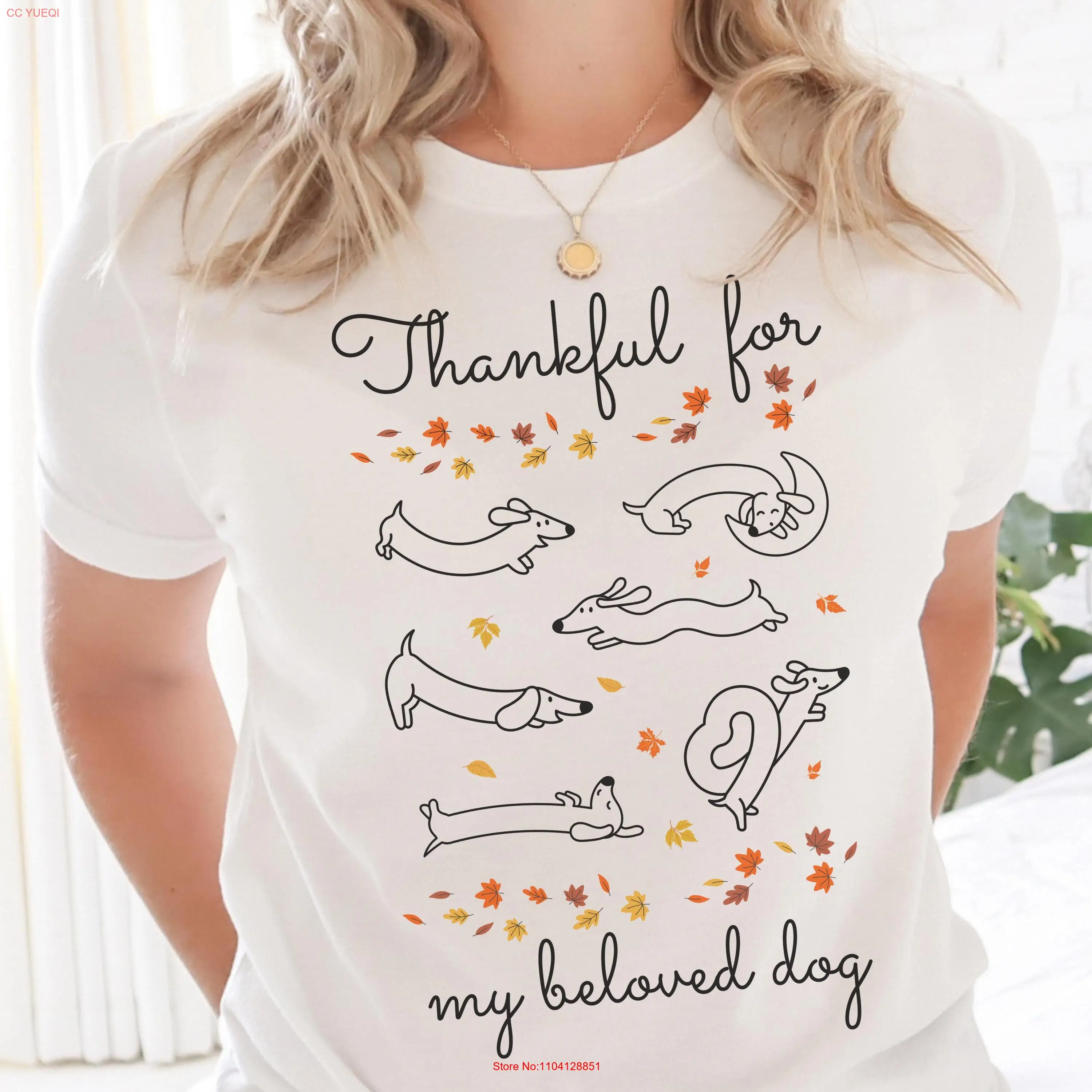 Cute Dachshund T Shirt Thankful for Dog Funny Mom DachshundMama Lover Thanksgiving day doglover fall tee