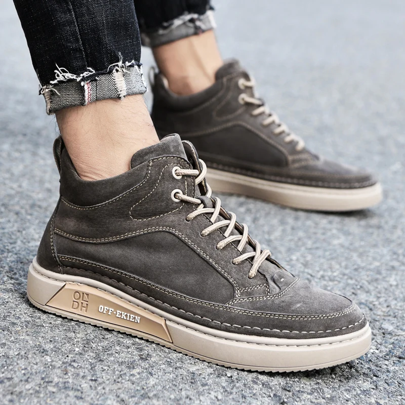 

Удобные замшевые ботильоны, уличные ковбойские ботинки, теплые зимние ботинки на плюшевом меху для мужчин, нескользящая мужская зимняя обувь с высоким берцем