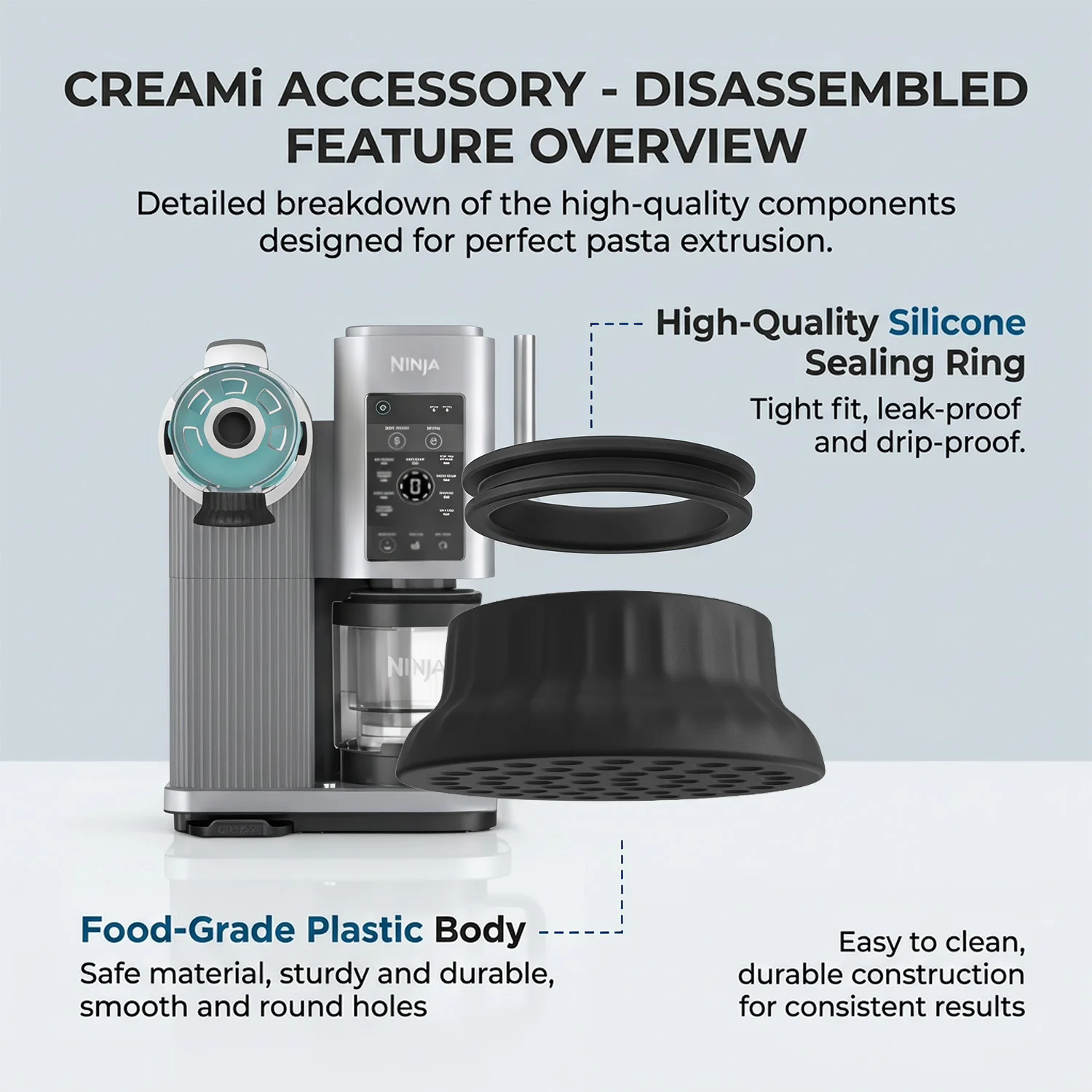 701 Ice Cream Pasta Nozzle Outlet Tip Replacement Fit For Ninja NC700 NC701 Ice Cream Machine Silicone Extrusion Mold