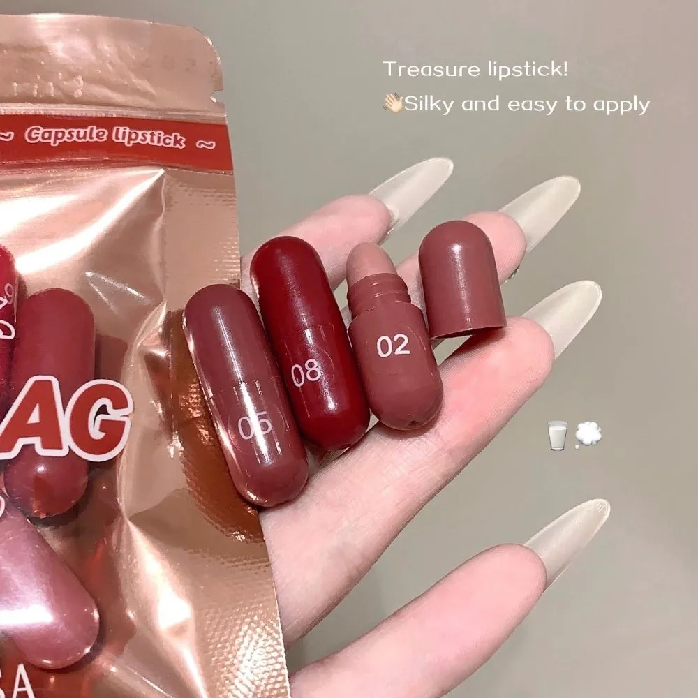 Mini 8 Colors Pill Lipstick Set Non-Sticky Texture Long Lasting Capsule Lipsticks Waterproof Velvet Matte Lip Gloss Gift Giving