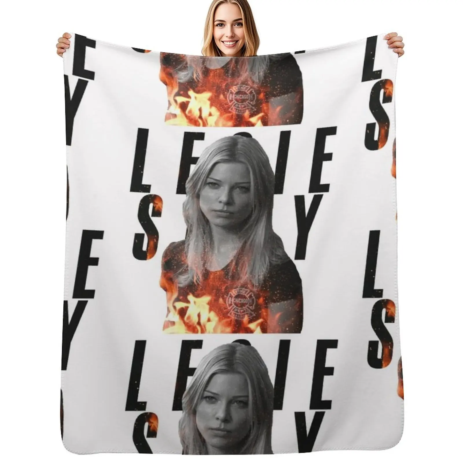 Leslie Shay - Chicago Fire Throw Blanket Warm Comfortable Blanket Gift for Parents Friends