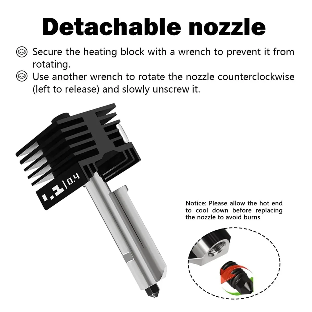 4Pack 0.2/0.4/0.6/0.8MM Nozzle Hotend Kit for P2S/H2S/H2D/A1/A1 Mini Combo Nozzle Print Head Hot End Kit