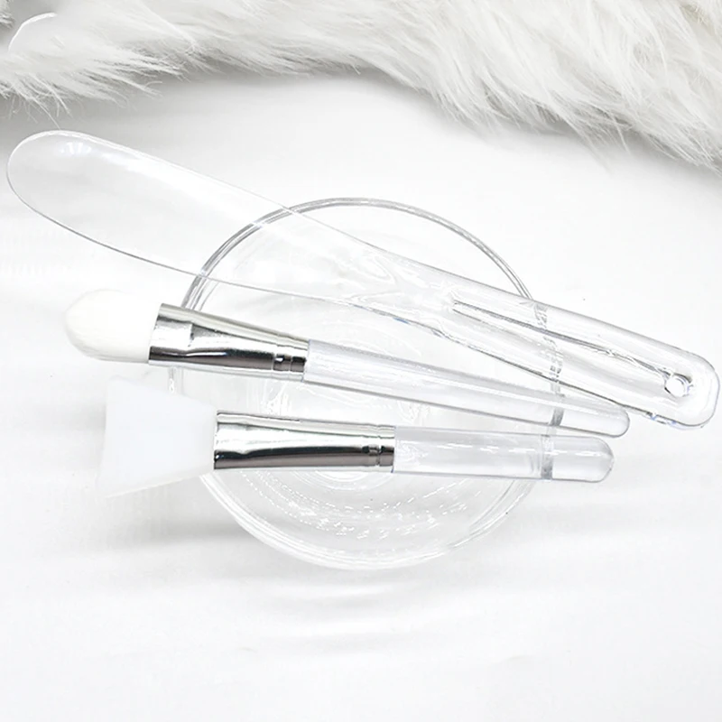 Juego de cuencos para mezclar transparentes, herramientas para mezclar mascarillas faciales DIY, cepillos aplicadores suaves, espátula para limpieza profunda facial, belleza, cuidado de la piel