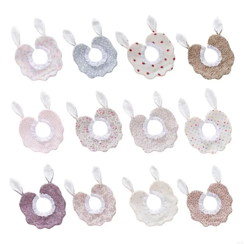

A5YC Baby Feeding Bib Soft Drooling Apron with Long Ear Design Toddlers Infant Bib Cotton Breathable Bib Baby Essential