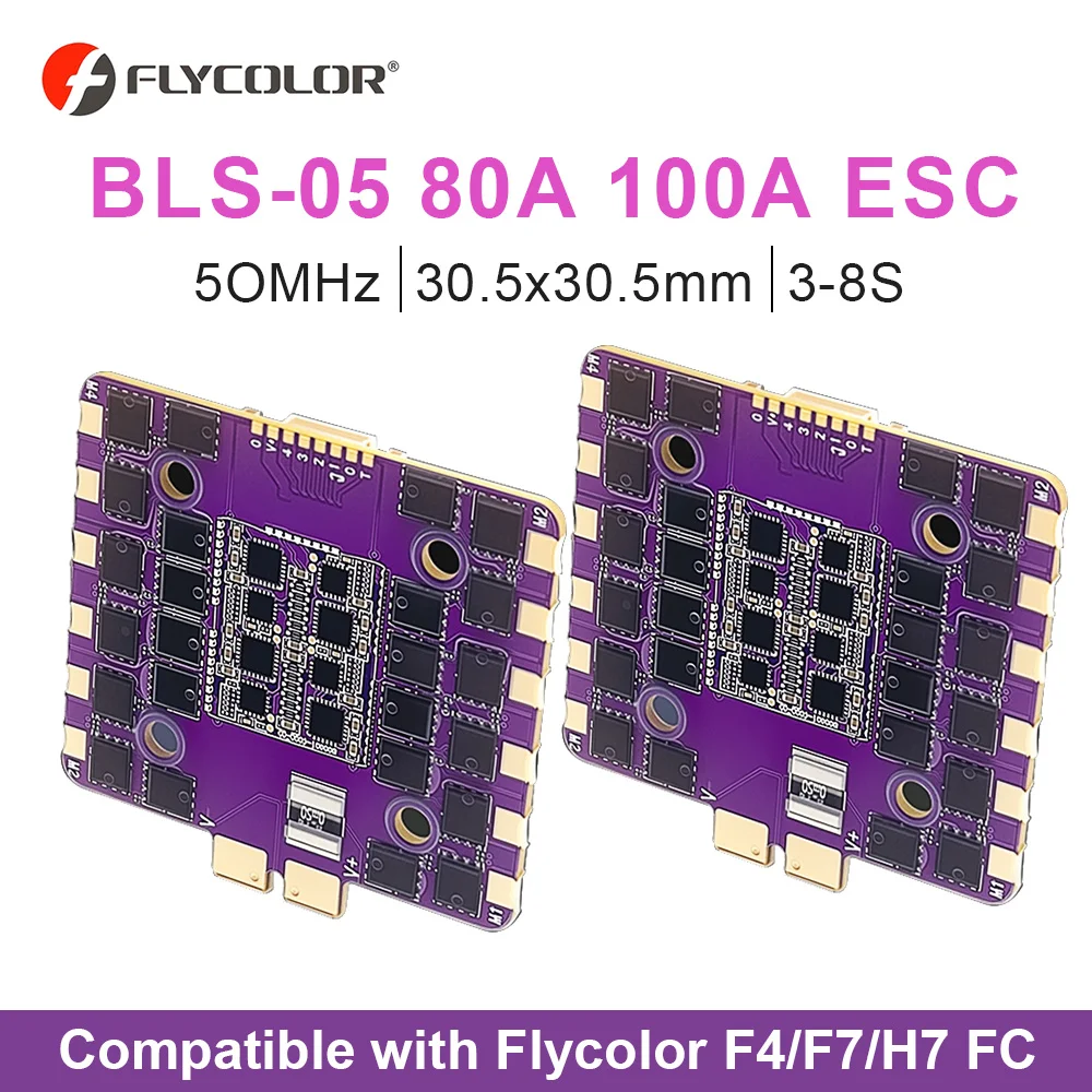 

FLYCOLOR BLS-05 80A ESC 4-IN-1 3-8S LIPO 500k eRPM 50MHz Dshot300 & Dshot600 Compatible with Flycolor F4/F7/H7 Flight Control
