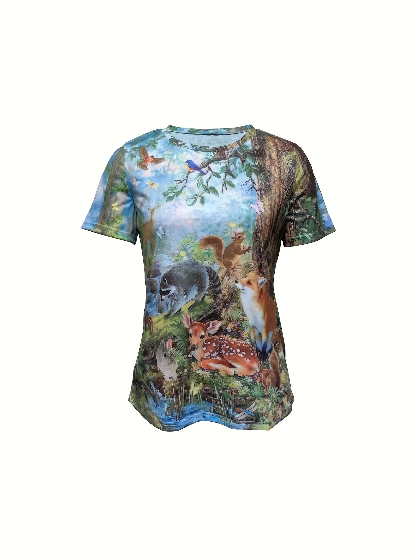 Camiseta con estampado de animales para mujer, camisetas de gran tamaño, ropa de tendencia, blusa barata de verano, camisetas de cuello redondo 2024