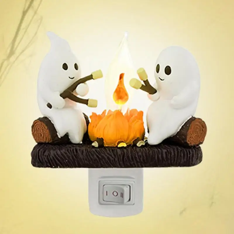 Nieuwe Modieuze Spookkampvuur Nachtlampje Spook Kampvuur Flikkerende Plug In Nachtlampje Halloween Spookpompoen Nachtlampje