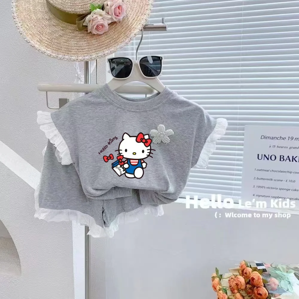

Summer Baby Girl Clothes Set Cotton Lace Patchwork T-shirts Shorts Suit Children Kid Flower Short Sleeve Top Bottom Outfits