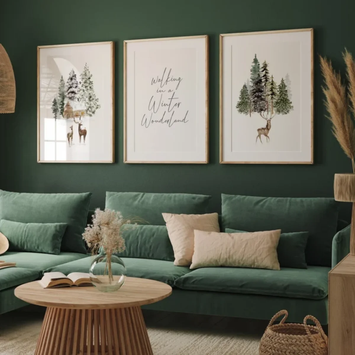 3pcs/set Christmas Snowy Pine Trees Elk Canvas Print Poster Winter Wonderland Art Prints Wall Art Home Decor Holiday Gifts