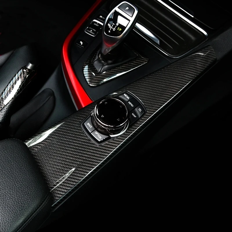 For BMW F30 F32 F34 F36 Carbon fiber carstyling interiorcenterconsole shift cover multimedia button panel decoration accessories