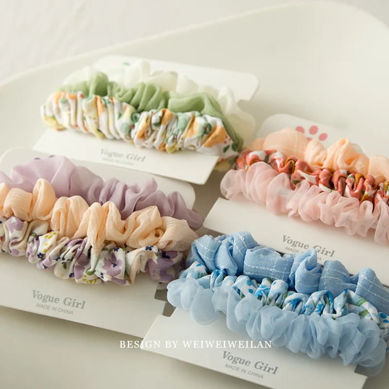 

Японские резинки для волос, 3 шт., сетчатая петля для кишечника, простой набор милых резинок для волос