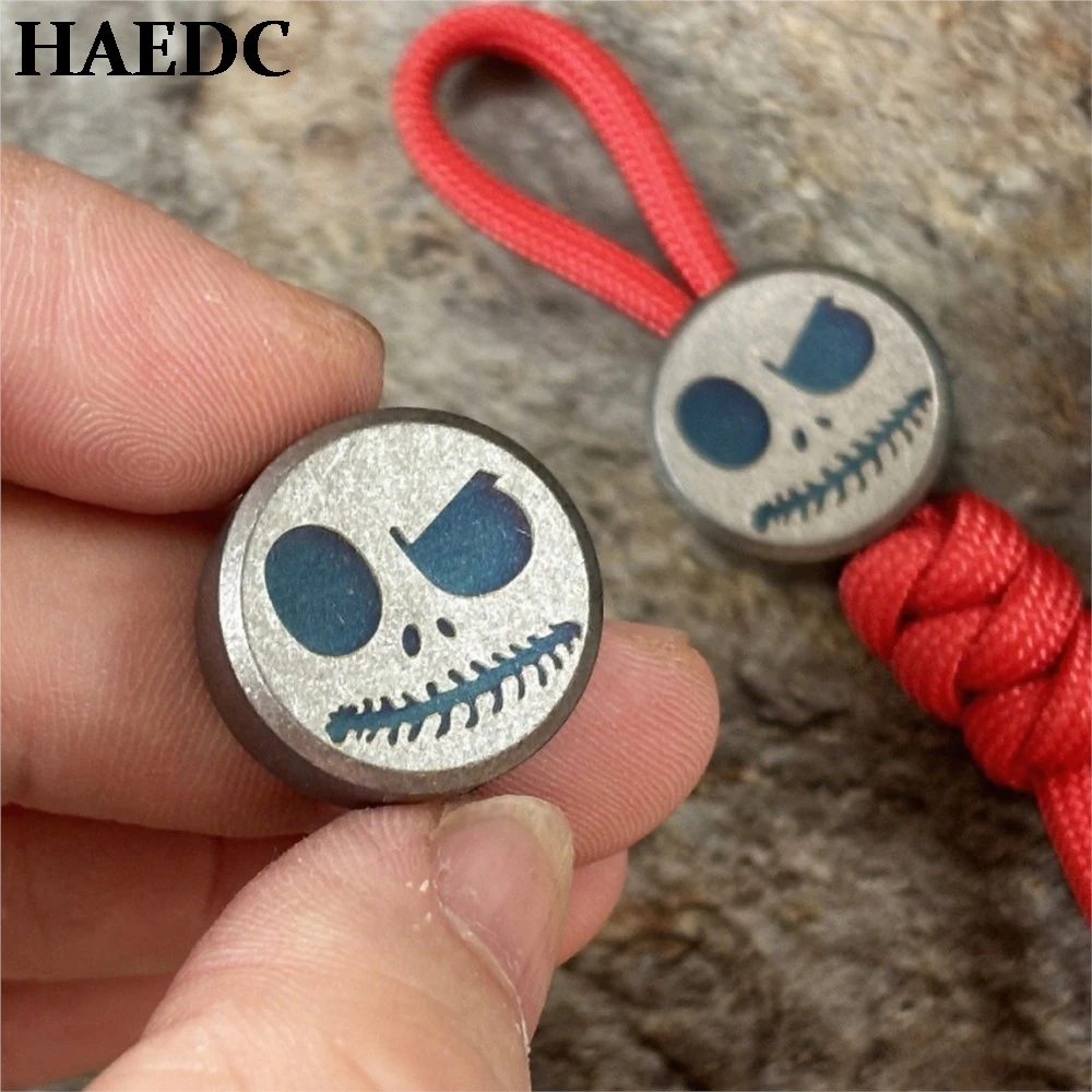 الهيكل العظمي التيتانيوم EDC Paracord قلادة سكين قلادة DIY مشبك حبل حبة معدات المشي لمسافات طويلة