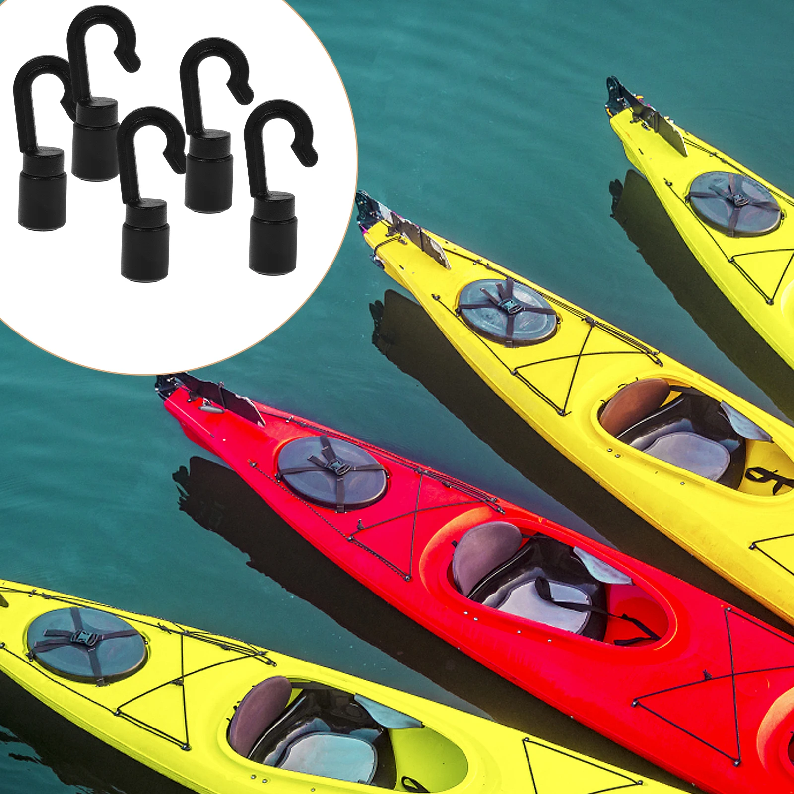 

10Pcs Kayak Accessories Sturdy Mooring Hooks 4-6mm Elastic Rope Boat Dock Tie Lightweight Durable Premium Material Marine