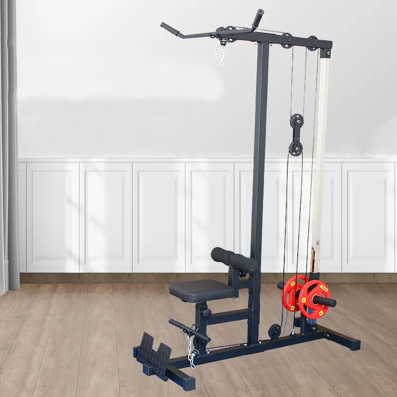 Stationary Lat Pulldown Machine with Extra Pulley for Seated Rows and Strap for Weighted Ab Crunches Lat Pulldown Machinepromote