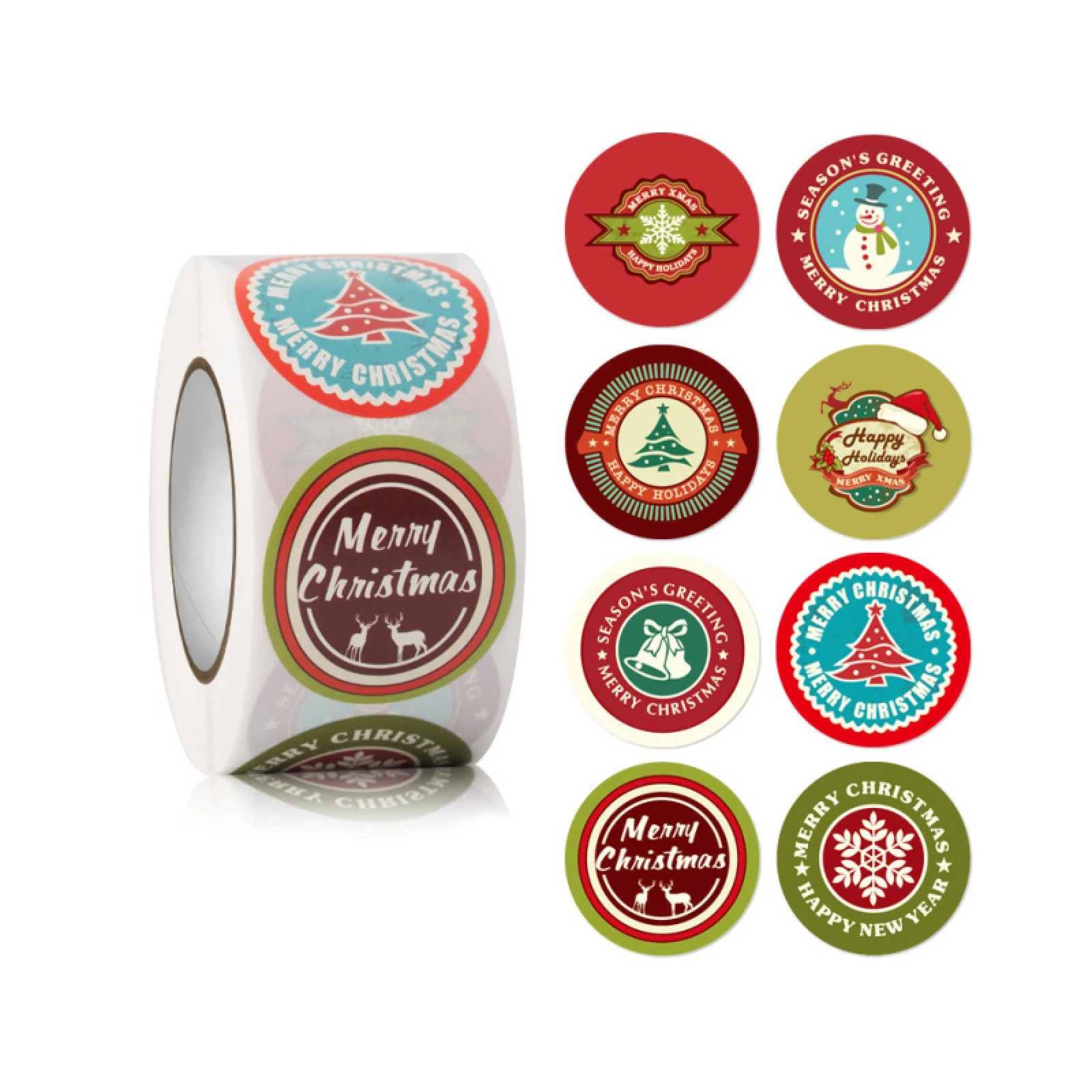 500Pcs 38mm Merry Christmas Stickers Self-adhesive Holiday Stickers For Christmas Decoration Wedding Party Cards Label