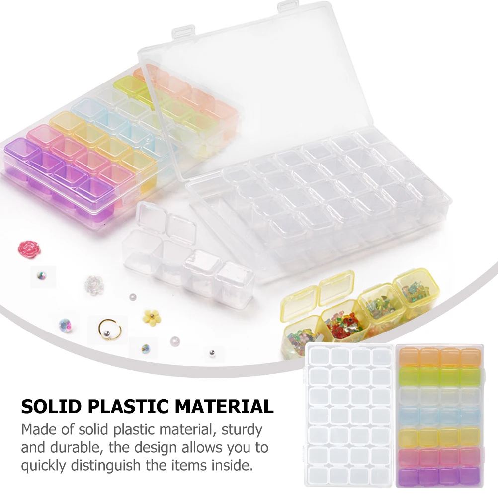 

2pcs Clear Colored Plastic Divided Containers Jewelry Storage ganizer Boxes for Beads Rhinestones Small Accessories