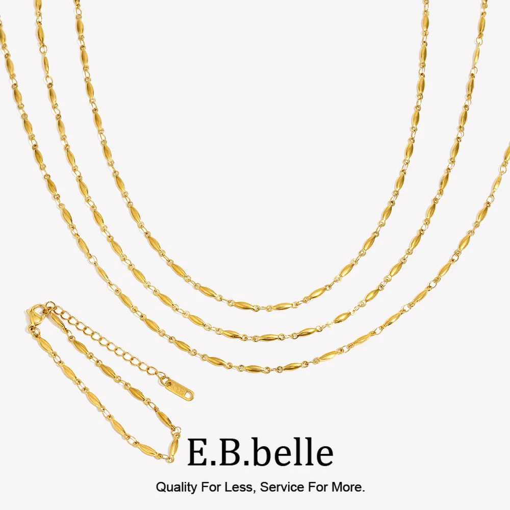 E.B.belle Fashion Trendy Basic Long Beads Handmade Chain Bracelets Anklets Necklaces For Women Men Girls Ladies Chain Jewelry