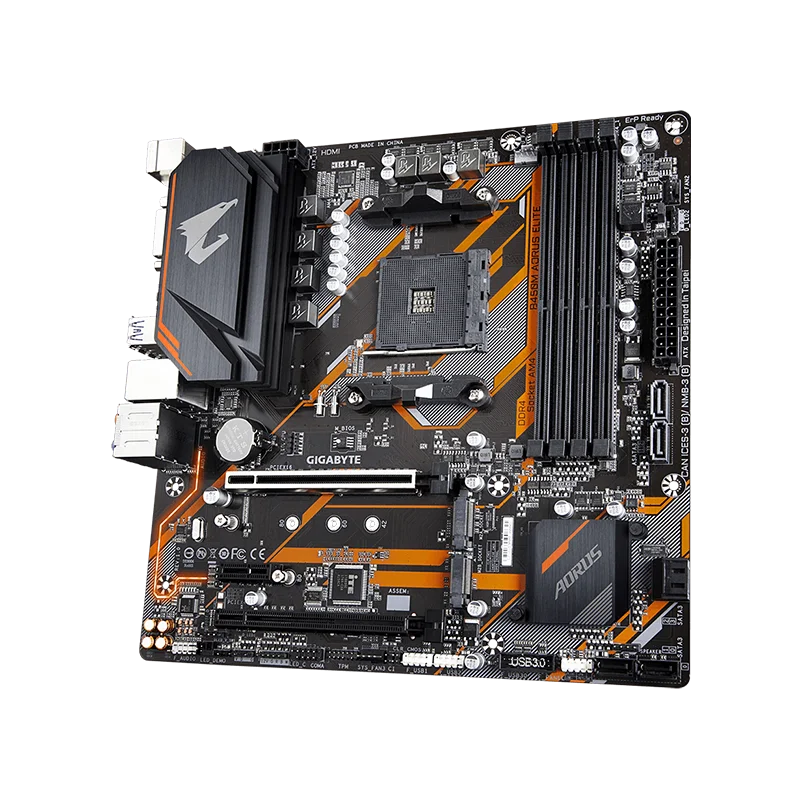 Gigabyte-placa base AM4 de doble canal, B450M AORUS ELITE AMD B450 /4-DDR4 DIMM /M.2 /USB3.1/micro-atx/Max-64G, nuevo