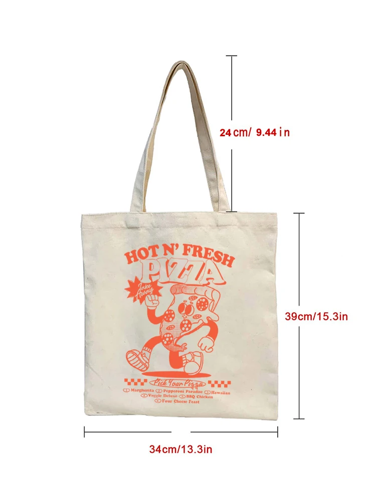 1 pz cibo carino divertente Pizza grafica Tote Bag borsa a tracolla in tela borsa a tracolla in tela carina Shopper Girl Tote Shopper Bag