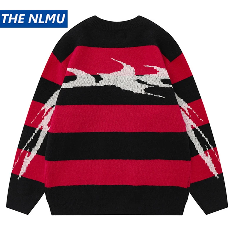 

2024 Winter Striped Sweater Harajuku Hip Hop Streetwear Oversized Sweater Knitted Pullover Y2K Jumper Mens Clothing