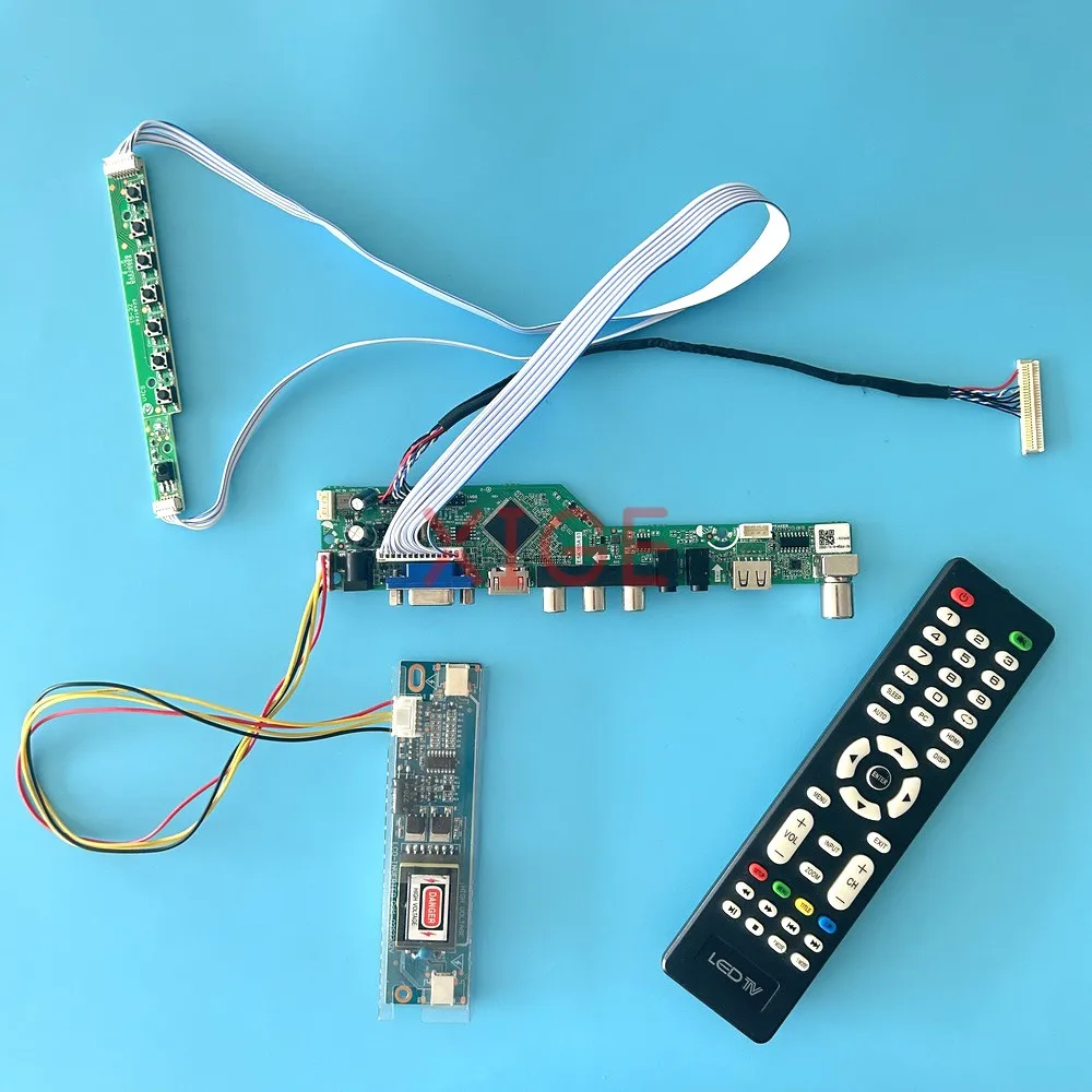 

For HT185WX1 LM185WH1 M185B1 MT185GW01 Driver Board LCD Monitor DIY Kit 30-Pin LVDS TV Analog AV+HDMI+VGA+IR+USB 2CCFL 1366*768