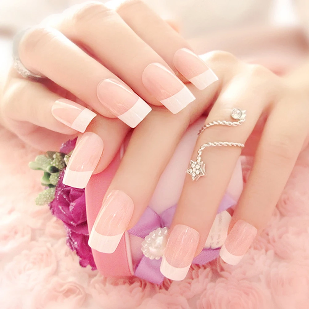 

24pcs Artificial Nails Transparent Tips Natural Color False Nails Easy Shape File Durable Healthy Material Safe Comfortable