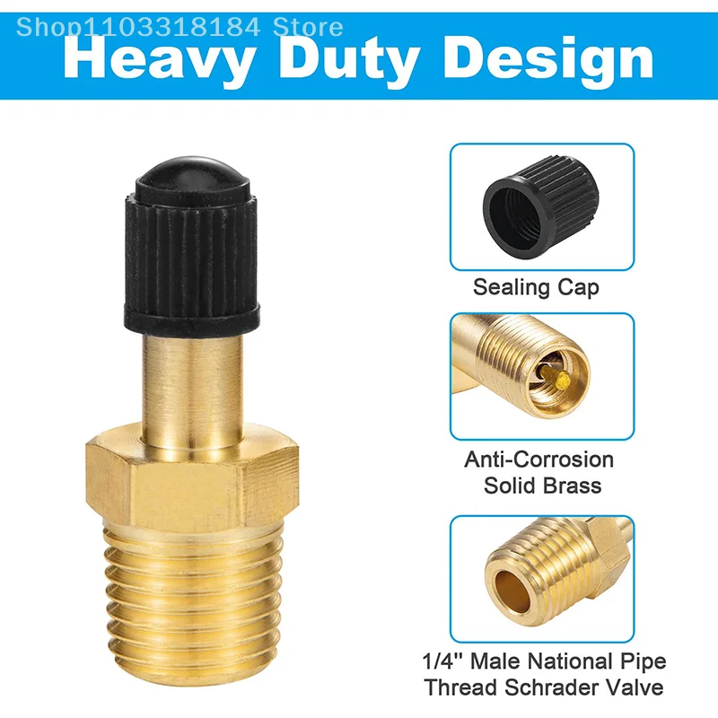 

1/4 NPT 1/8 NPT Air Compressor Tanks Fill Valve Anti-Corrosion Brass Schrader Valve (M) Auto Tire Valve Core Inflator Connector