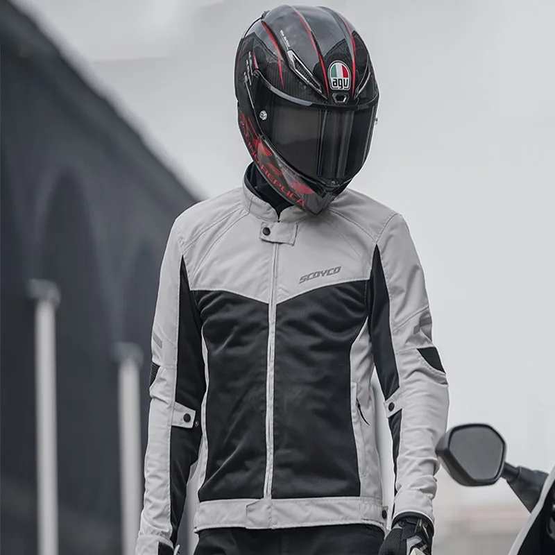 Men's Biker Jacket Anti-fall Cycling Clothes Mesh Equipment Breathable Racing Jacket Fallow Coat Summer