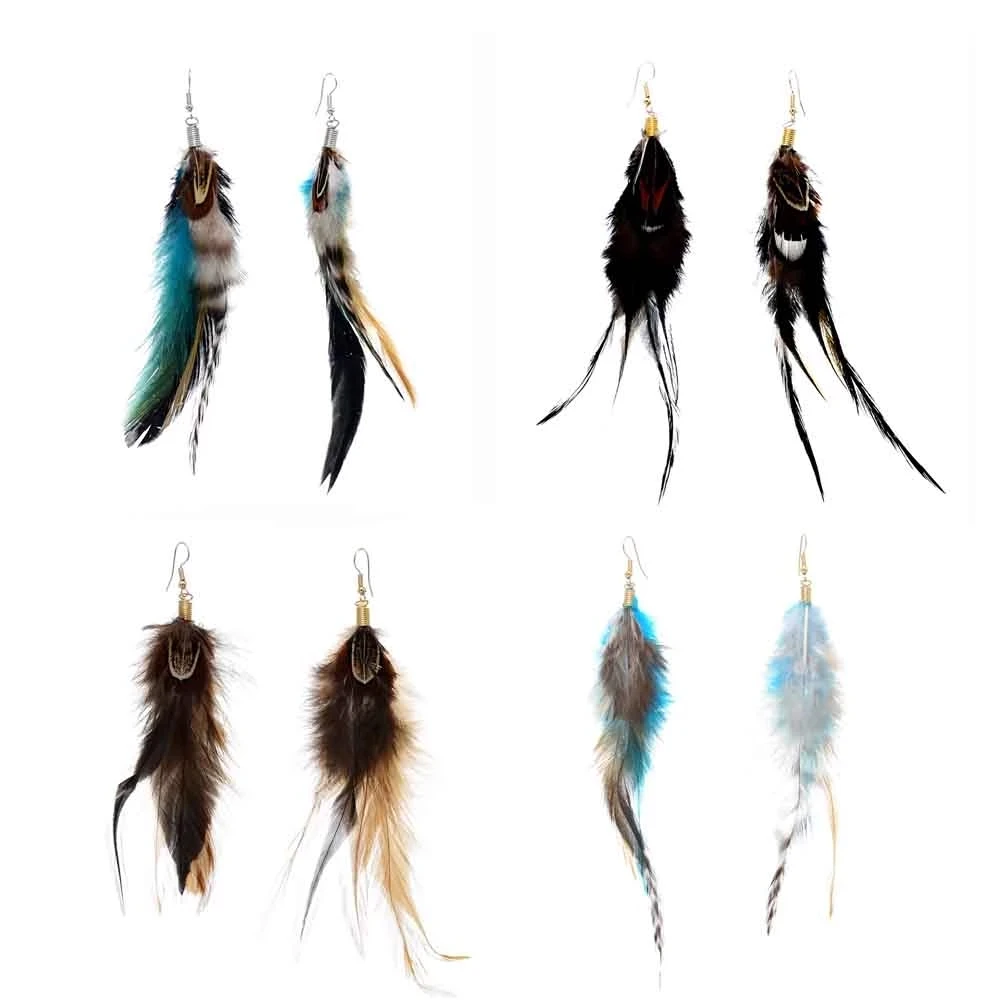 New Long Tassel Feather Pendant Earrings Boho Ethnic Stud Earrings Women\'s Wedding Jewelry Accessories Earrings Gifts