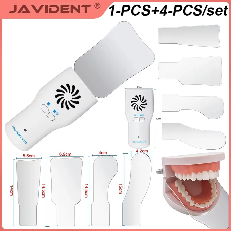 Dental High-Definition Anti-Fog Reflector Stainless Steel Reflector Handle Set Oral Mirror with Light for Orthodontic Photograph