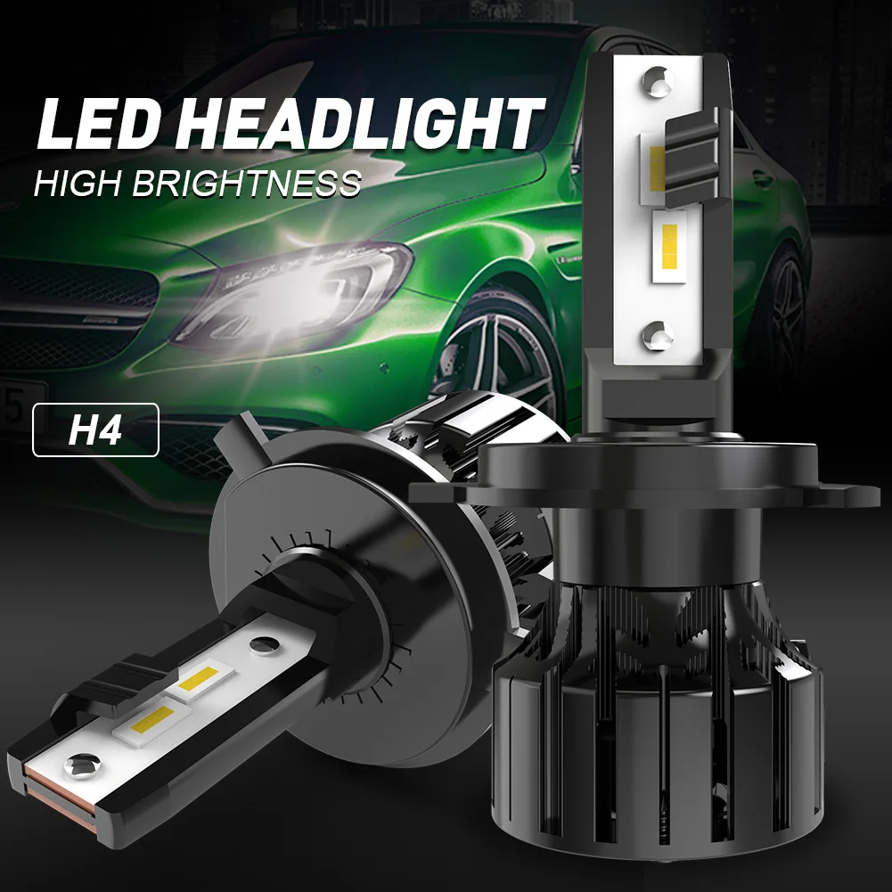 2Pcs Super Bright H4 9003 HB2 LED Headlight Bulbs 6000K White High Low Beam 14000LM Auto Lights For Car Headlamp With Fan 12V