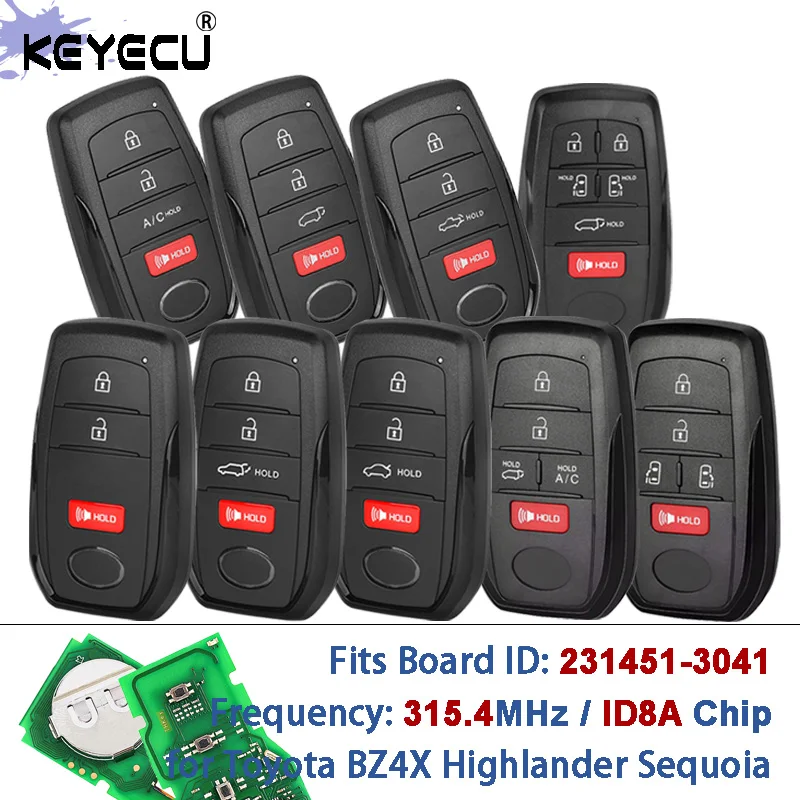KEYECU 231451-3041 HYQ14FBX 314,3MHz Smart-Funkschlüssel für Toyota Sequoia, Crown, Highlander, Sienna, Prius, BZ4X, RAV4, Prime, Venza