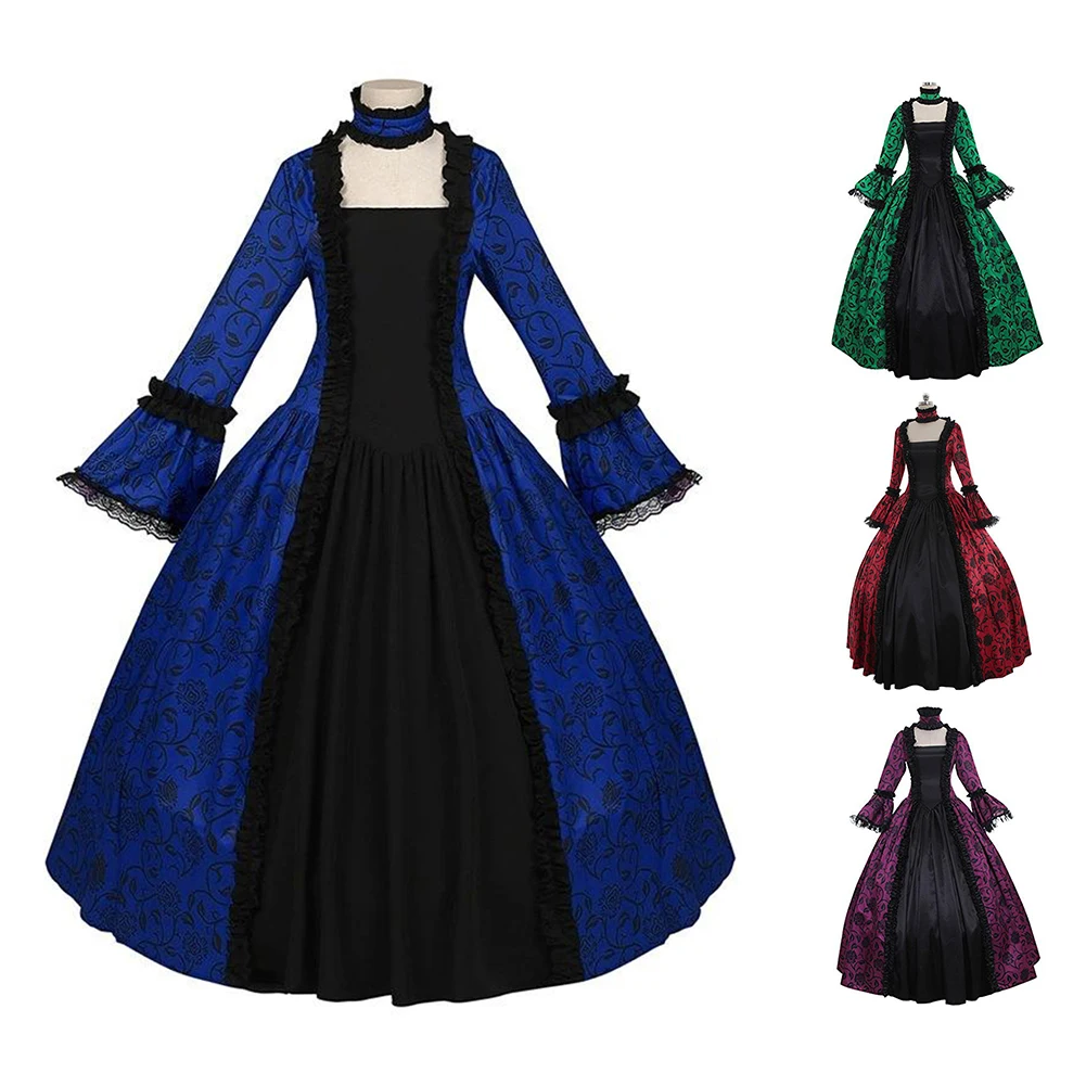 

Women's Maxi Dress Ladies Vintage Gothic Medieval Victorian Court Style Lace Long Dresses Women's Clothing