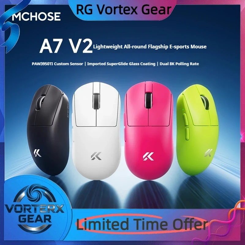 

Vortex Gear Mchose A7 V2 Series Mouse Double 8k Paw3950 Gaming Wireless Bluetooth Three Modes Lightweight Gaming Office Mouse
