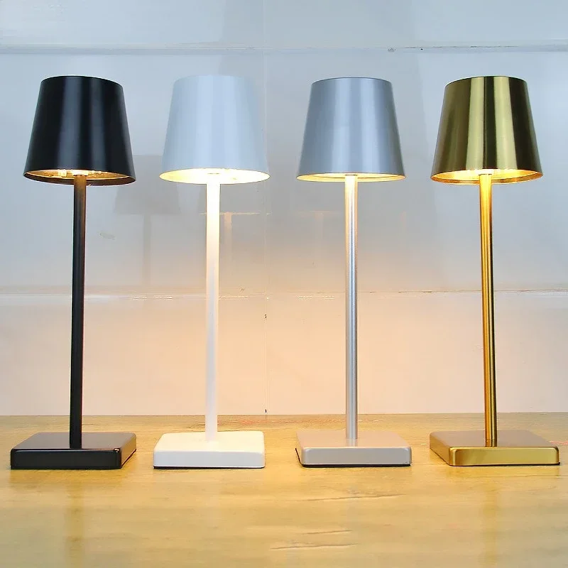 

LED Aluminum Alloy Waterproof Rechargeable Desk Lamp Touch Dimming Metal Table Lamps For Bar Hotel Room Reading Camping Light