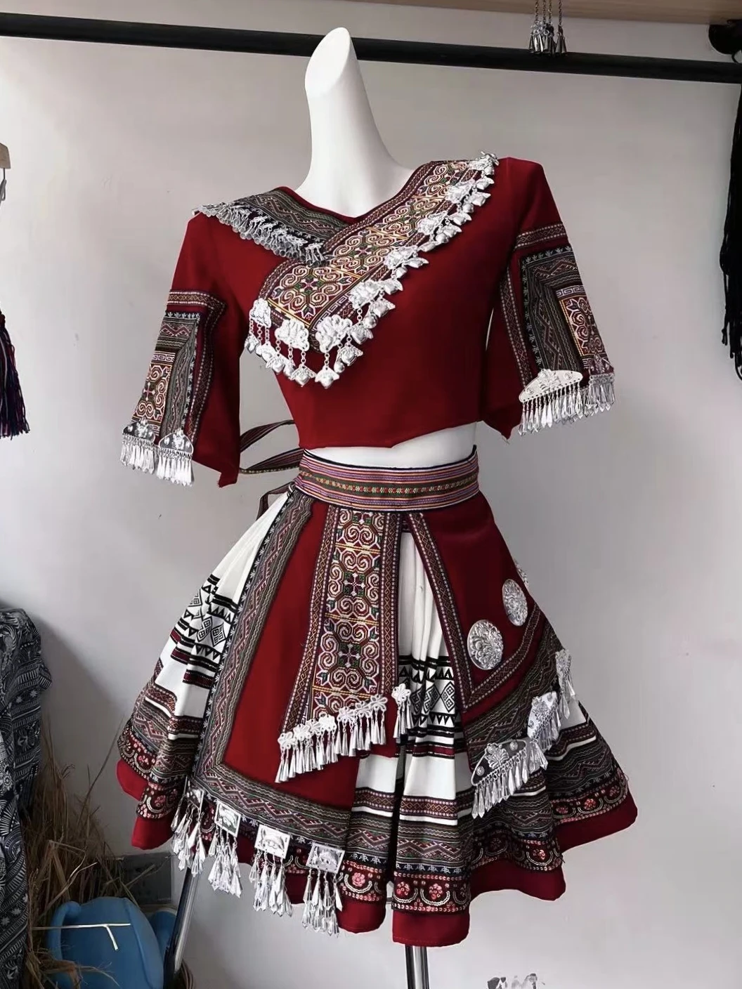 Chinese Traditional Miao Costume Women's Clothing Adult Performance Tujia Dance Suit