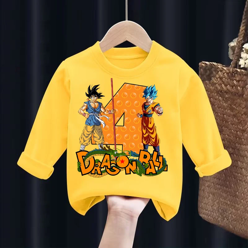 

Dragon Ball boys Birthday Long Sleeves T Shirt Baby Anime Cartoon Tops Goku T Shirt Kids Pullover Birthday Party Clothes Gift