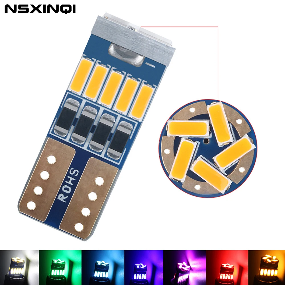 

NSXINQI 10pcs T10 4014 15SMD Canbus LED Car Bulb W5W 194 168 Wedge Lights Interior License Plate Light Reading Dome Lamps 12V