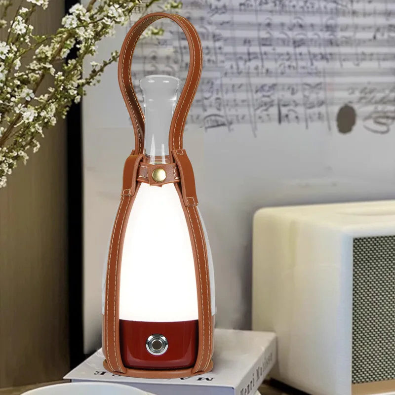 Creative Wine Bottle Table Lamp Instagram Style Light Luxury Bedroom Bedside Lamp Qingba Decoration Rechargeable Table Lamp