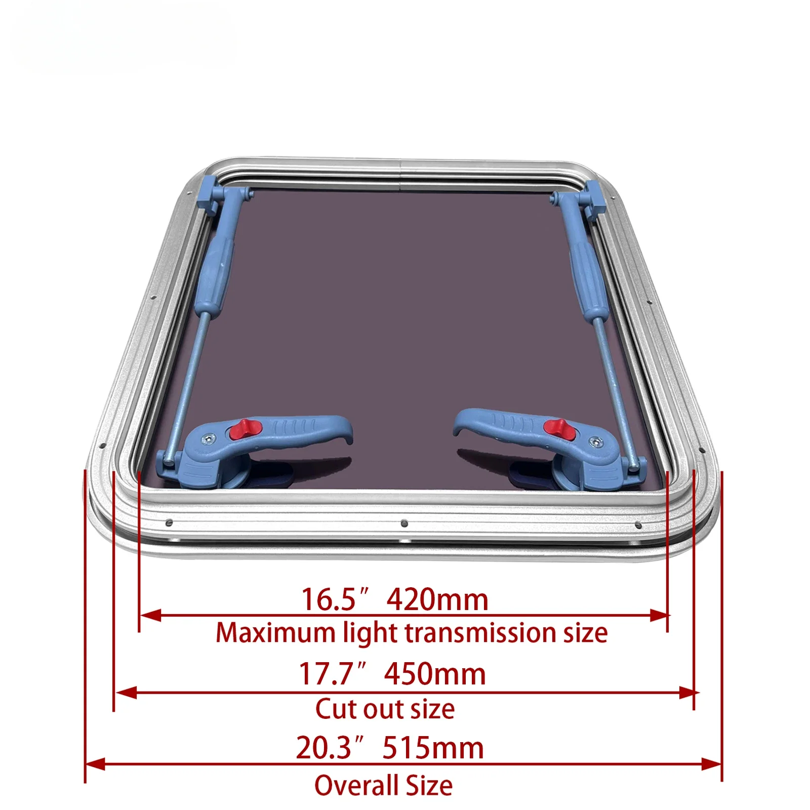 Aluminum Porthole Square Silver Sun Protection Double Grip Marine Hardware Fitting