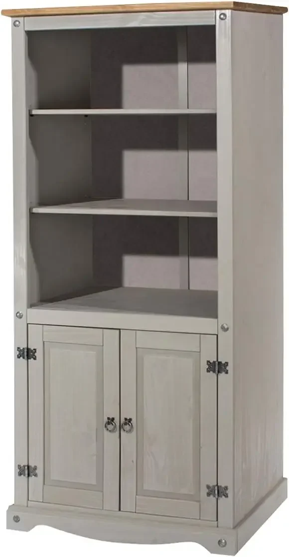 Wood Bookshelf with Doors - Bookshelf with Storage - Bookcase 2 Door Cabinet , Shelves for Bedroom, 31.50