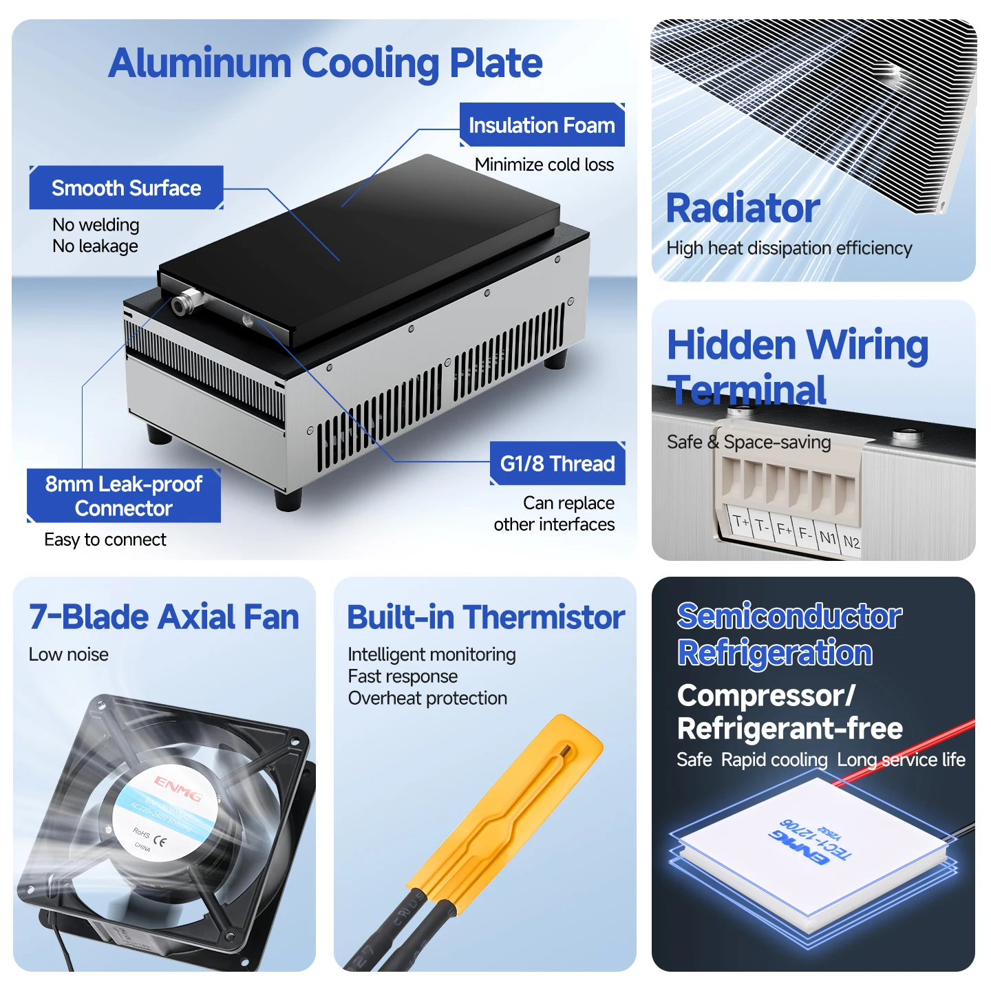 ENMG Small Semiconductor Liquid Cooler HETL Industrial Cooling Water Circulation Temperature Control Constant Temperature Module
