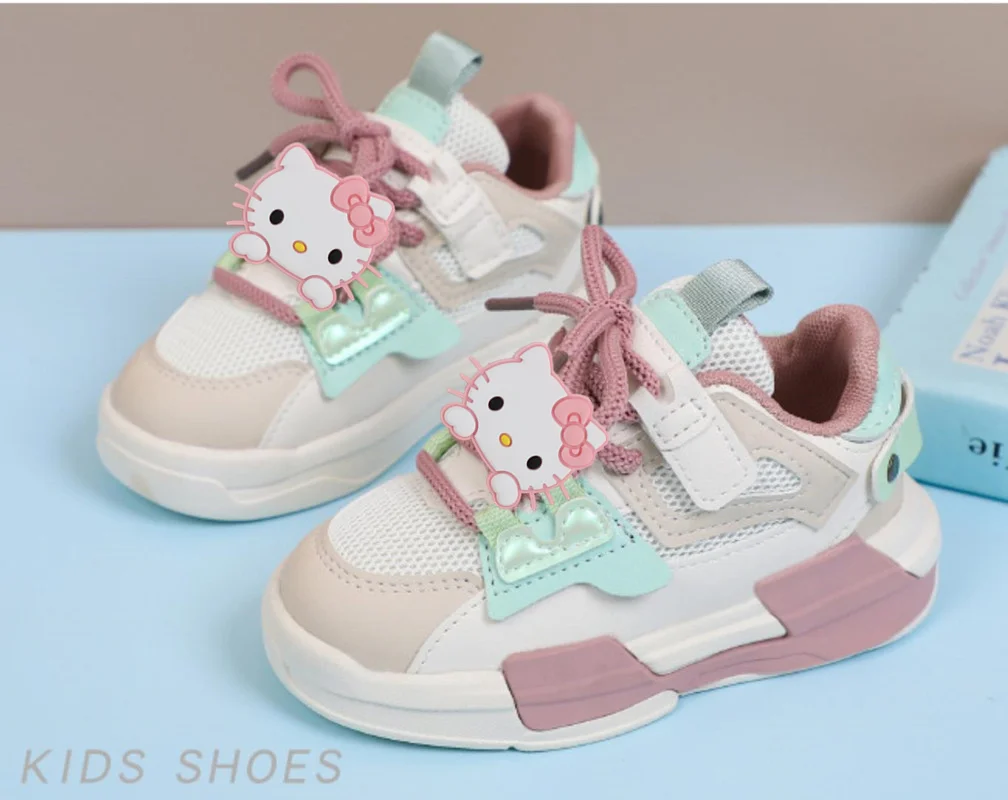 

Sanrio, весенне-осенние кроссовки для девочек, дышащая сетчатая обувь для малышей, уличная повседневная обувь для мальчиков, детская и студенческая обувь hello kitty