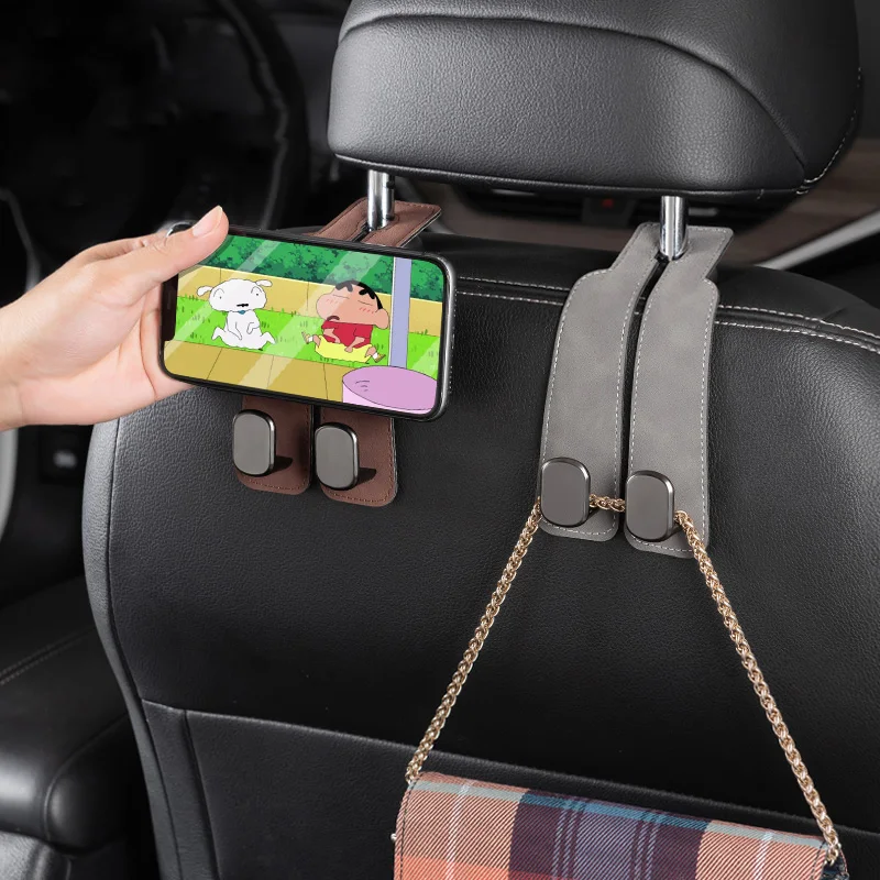 Car Hook Suede Metal Multifunctional Seat Back Storage Double Hook Small Hook Car Interior Decoration Supplies Metal Creative Car Hanging Cross-Border New Product