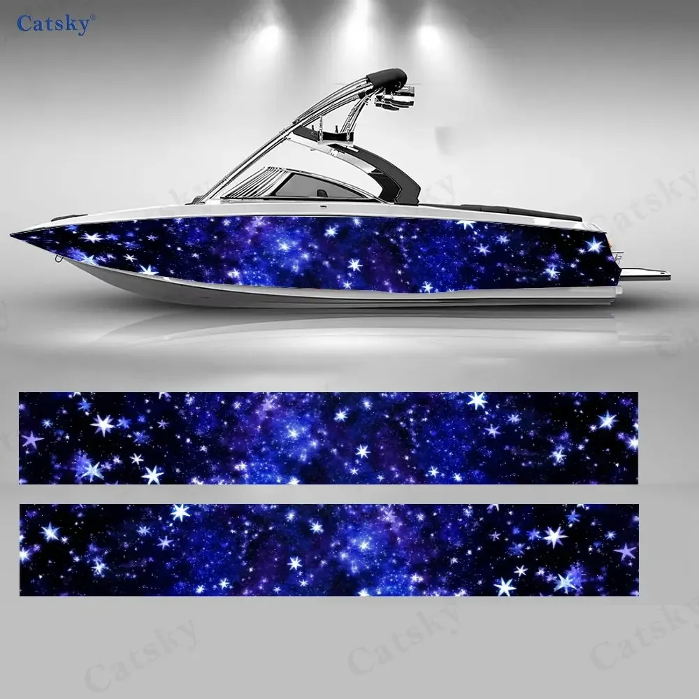 2Pcs Profound Star Universe Boat Stickers, PVC Waterproof Durable Vinyl Wrap Decals for Fishing Boat, Durable and Stylish Design