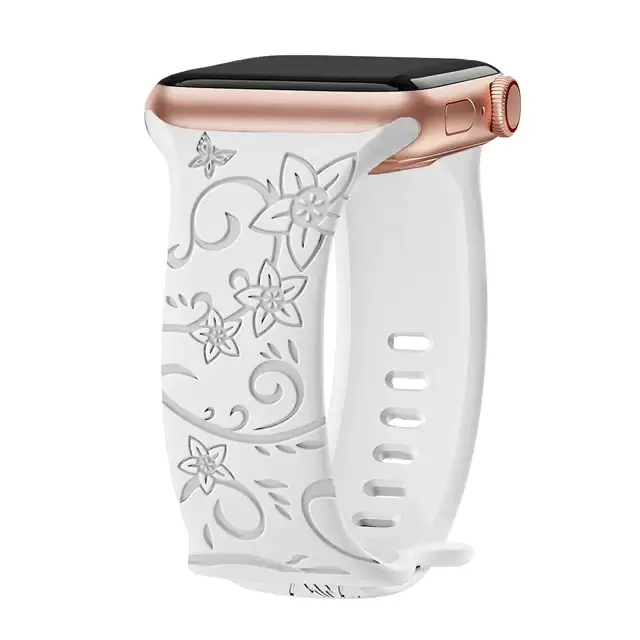 Engraved Band for Apple Watch Strap 46mm 44mm 42mm 41mm 45mm Ultra 4 3 2 49mm Floral Bracelet Iwatch Series 12 11 10 9 8 7 SE3 6 - Image 16