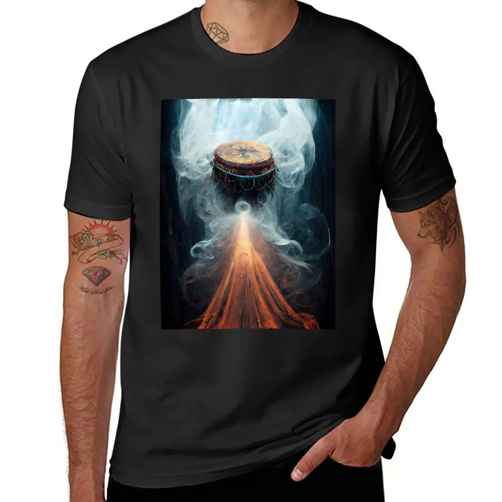 New Path of smoke leading to another dimension, beats of the shamanic drum T-Shirt sweat shirts t shirts for men